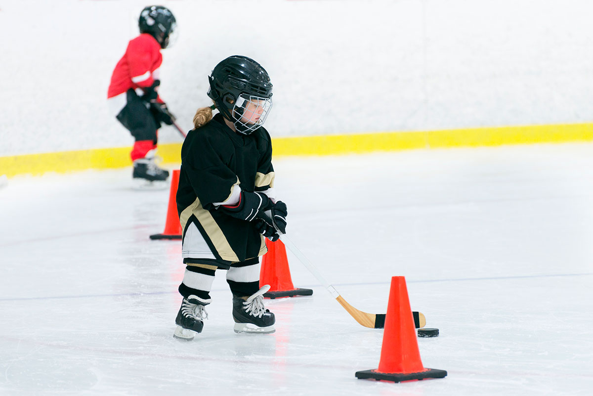 Junior Hockey Players Practicing